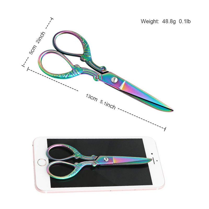 [Australia] - Asdirne Small Fabric Scissors，Heavy Duty Stainless Steel Tailor Fabric Scissors, Dressmaker Sewing Ultra Sharp Shears, 13cm,Colorful 