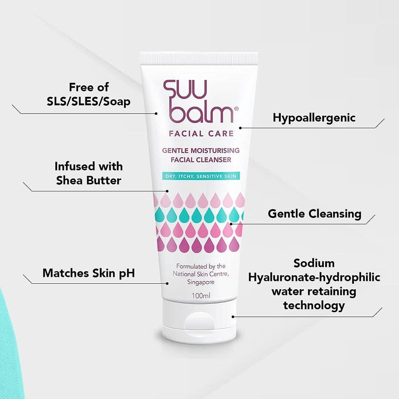[Australia] - Suu Balm - Gentle Moisturising Facial Cleanser - Eczema, Psoriasis, Dry, Sensitive Skin Treatment (100ml) 