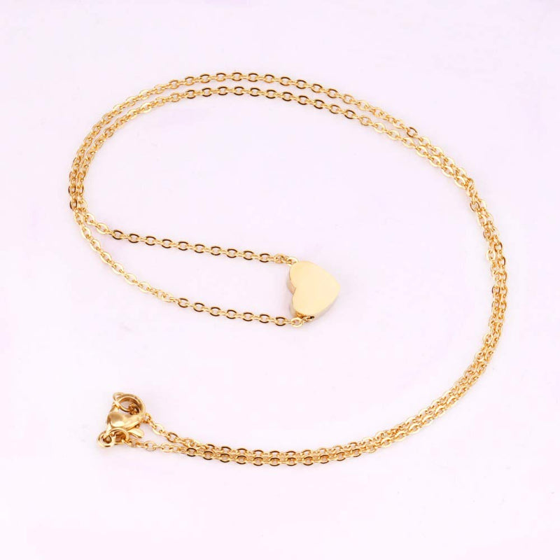 [Australia] - 4Pcs Set Womens Tiny Heart Circle Beaded Choker Necklace Silver Gold Delicate Love Pendant Jewelry (A：4Set-G) 