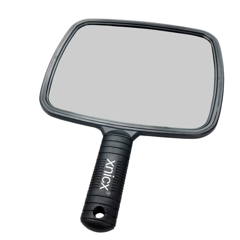 [Australia] - xnicx Hand Mirror Professional Hand Held Mirror Barbers Shaving Salon Mirrors Hairdressers Compact Mirror Tool with Handle for Travel Festival Essentials Black 1pcs Black 