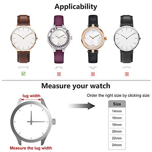 [Australia] - 12 Colors for Quick Release Leather Watch Band, Fullmosa Axus Genuine Leather Watch Strap 14mm, 16mm, 18mm, 20mm, 22mm or 24mm (Choose The Proper Size) Black+silver buckle 