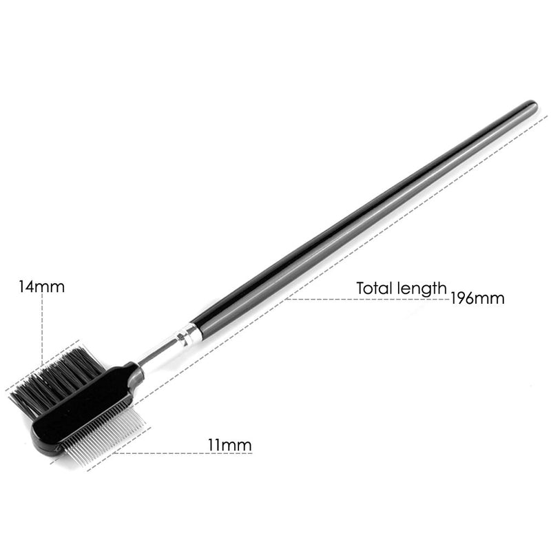 [Australia] - KINGMAS 3Pcs Duo Eyebrow Brush and Spoolie & Eyelash Comb Curlers & Steel Brow Brush Comb Makeup Grooming Tool 