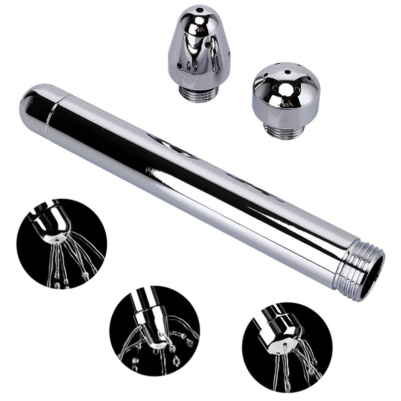 [Australia] - Shower Enema Douche Attachments Aluminium 3 Shower Head Water Nozzle Anal Rinse Vaginal Cleaning Kit Cleaner + Velvet Carry Bag 