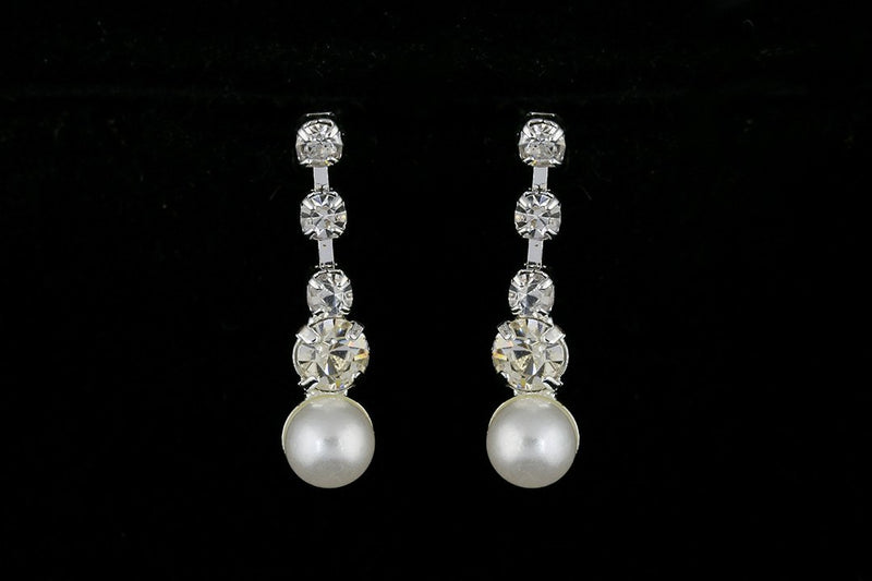 [Australia] - SAMKY Minimalist Elegant Bridal Wedding Crystal Pearl Necklace Earrings Set N306 