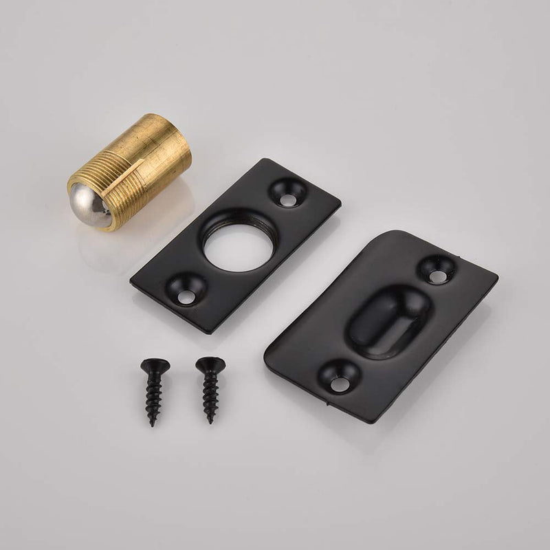 [Australia] - JQK Closet Door Ball Catch Hardware, Stainless Steel Catch Adjustable with Strike Plate, Black Finish 2 Pack, HBC100-BK-P2 