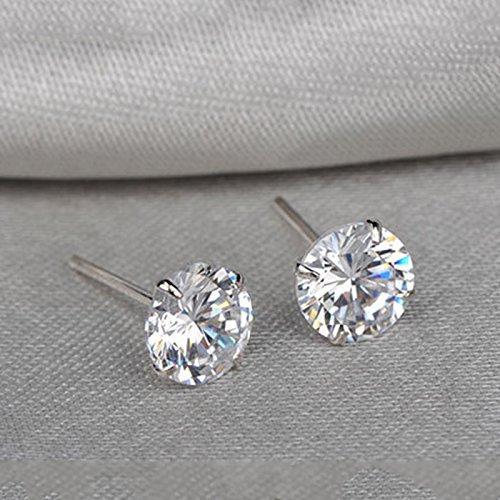 [Australia] - 3 Pairs 925 Sterling Silver Stud And Hoop Earrings Set -Freshwater Pearl Studs - Cubic Zirconia Studs -Huggie Hoops - Triple Lobe Earrings Set Pack CZ Studs-CZ Bar Studs-Bar Studs 