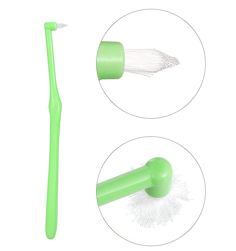 [Australia] - 2pcs Interspace Toothbrush Soft Trim Single Tufted Wisdom Toothbrush for Detail Cleaning and Orthodontic Braces (Green and Blue) 