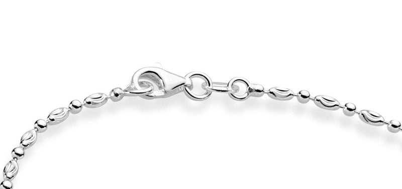 [Australia] - Miabella 925 Sterling Silver Diamond-Cut Oval and Round Bead Ball Chain Anklet Ankle Bracelet for Women Teen Girls, 9, 10 Inch Made in Italy 10.0 Inches 