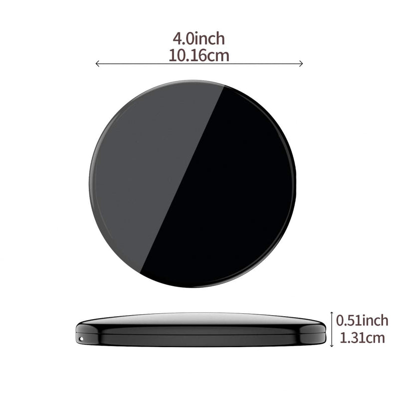 [Australia] - Gospire Pocket Makeup Mirror for Travel, 1X/10X Double Sided Magnifying Compact Handbag Cosmetic Mirror, 4 Inch Ultra-thin Handheld Round Foldable Portable Mirror for Women (Black) Black 