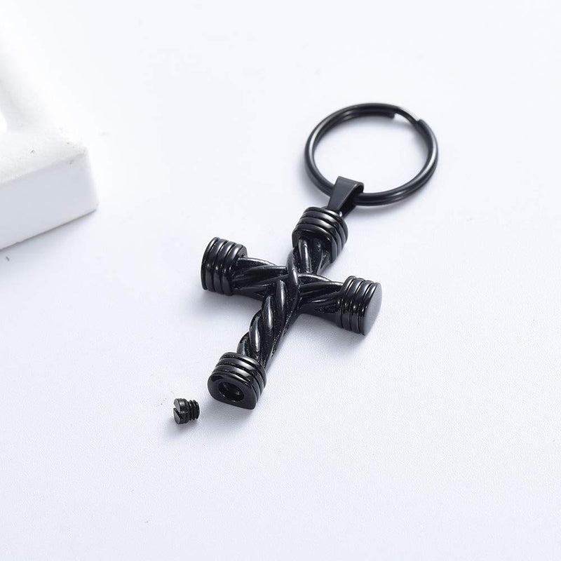 [Australia] - Imrsanl Cremation Jewelry for Ashes Cross Memorial Urn Necklace Pendant Keepsake Religious Cross Ashes Jewelry Black Keychain 