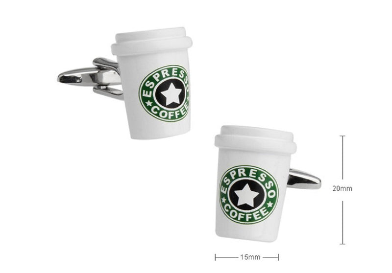 [Australia] - MRCUFF Coffee Cup Pair Cufflinks in a Presentation Gift Box & Polishing Cloth 