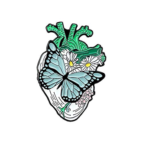[Australia] - Gillna Flower Enamel Pins Set Aesthetic Anatomic Heart,Rose in Hand,Butterfly and Diasy,Illustration Art Lapel Pins Brooch for Backpack Clothing Bag Shirt Denim,Jewelry Gift for Lover,Friends 