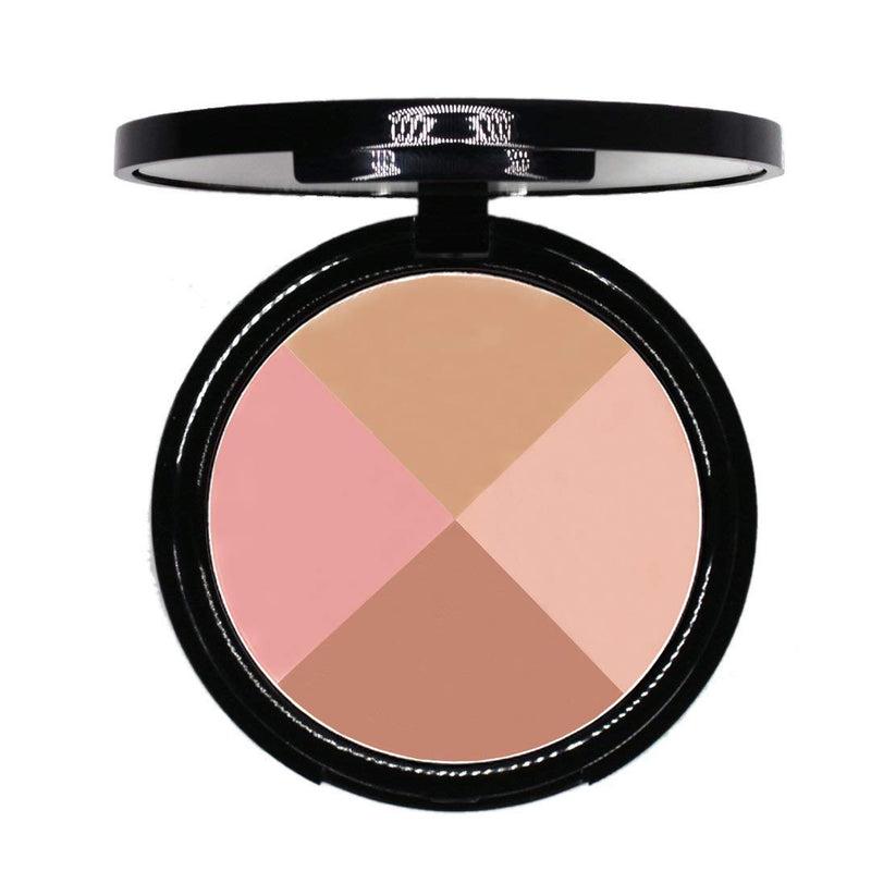 [Australia] - EVE PEARL Ultimate Face Compact And 204 Dual Fan Highlighter Brush Blush Bronzer Highlighter Contour Palette Eyeshadow Makeup Set Medium to Deep- Ageless 