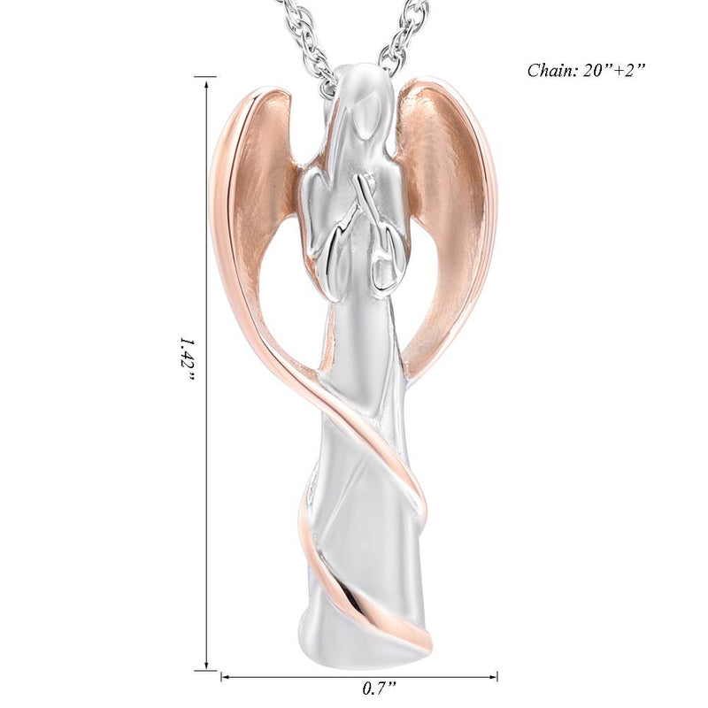 [Australia] - Angel Wing Fairy Cremation Jewelry for Ashes Stainless Steel Hold Loved Ones Ash Keepsake Memorial Urn Necklace Rose Gold 