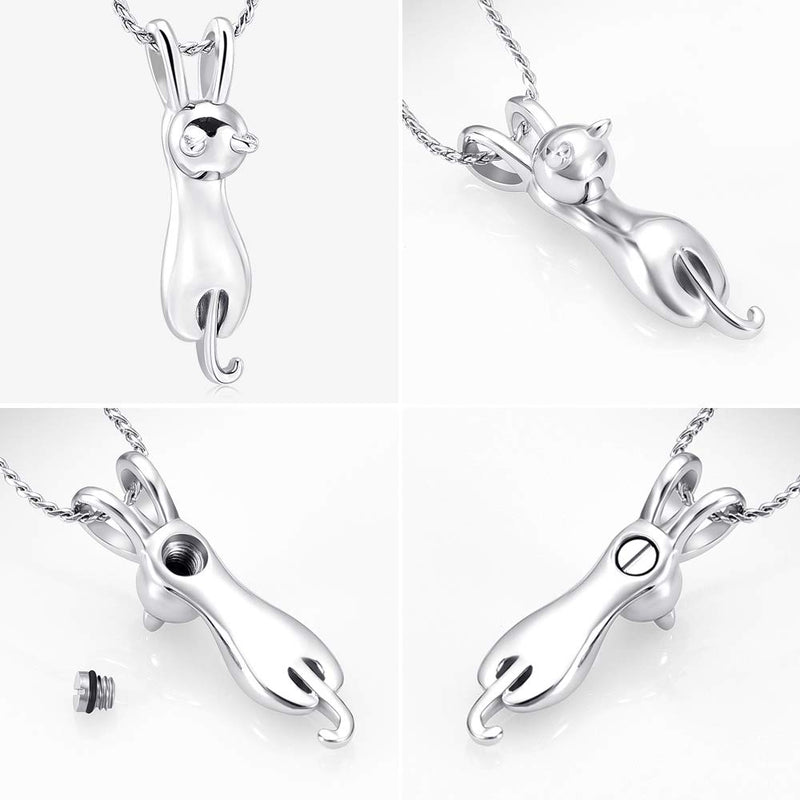 [Australia] - Imrsanl Pet Cremation Jewelry for Ashes Memorial Ash Jewelry Keepsake Cat Urn Pendants for Animal Ashes Necklace Silver 