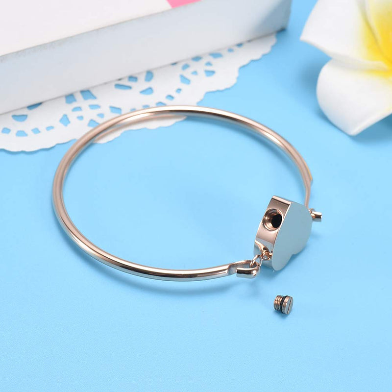 [Australia] - EternityMemory Merry Stainless Steel Cremation Bracelet Ashes Holder Keepsake Jewelry with Gift Box heart bangle (rose gold) 