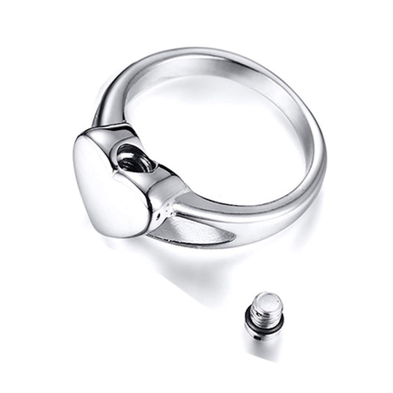 [Australia] - MEMORIALU Stainless Steel Heart Shape Urn Ring for Ashes Cremation Memorial Jewelry 6 