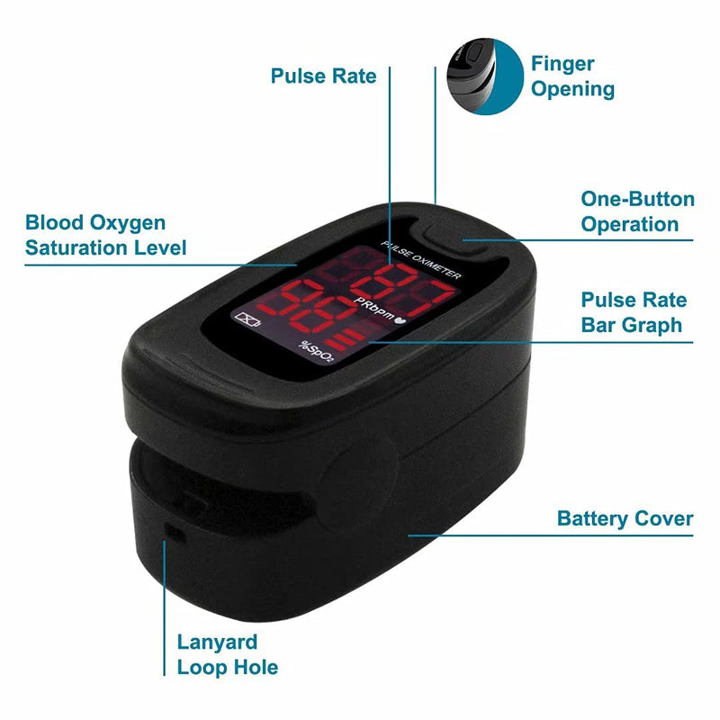 [Australia] - CONTEC MEDICAL SYSTEMS CMS50M Black Pulse Oximeter SpO2 and PR Value Waveform Blood Oxygen Neck/Wrist Corda 