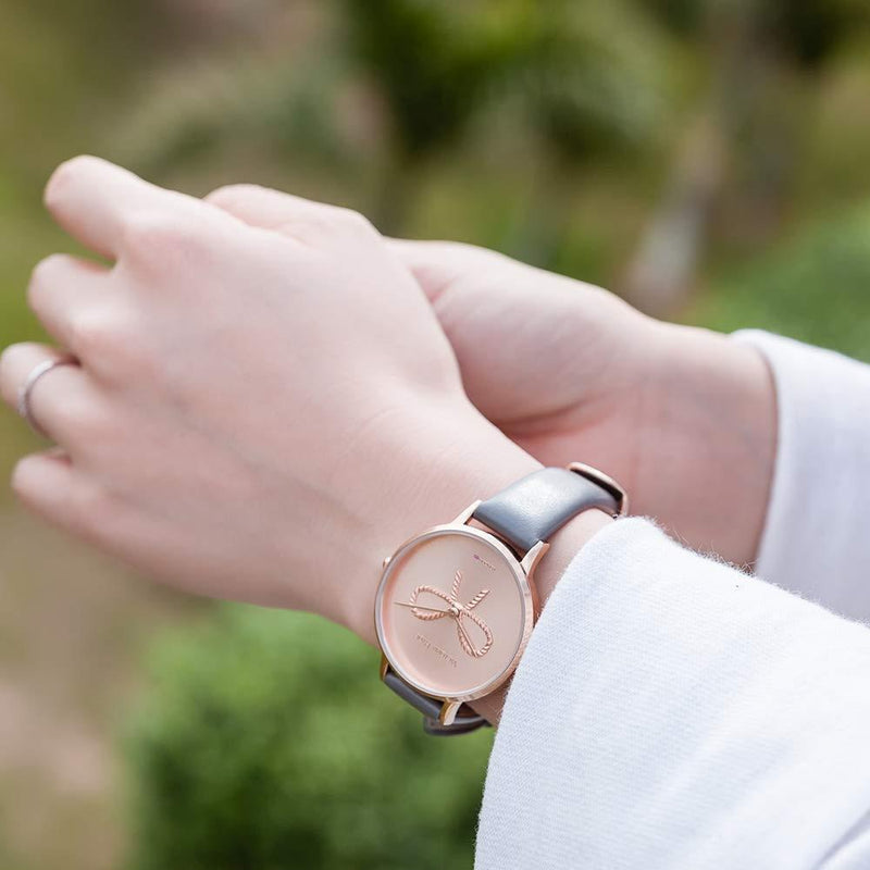 [Australia] - VICTORIA HYDE Women Watches Analog Quartz Round/Square Dial with 3D Butterfly/Bow Pattern Gray 