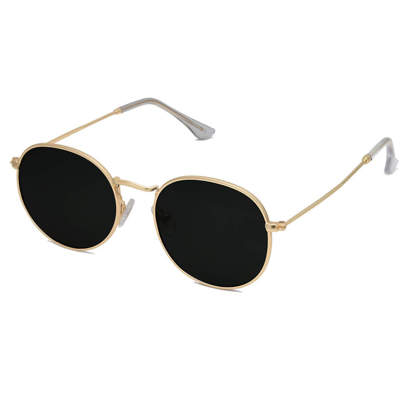 [Australia] - SOJOS Small Round Polarized Sunglasses for Women Men Classic Vintage Retro Shades UV400 SJ1014 Bright Gold/Grey 
