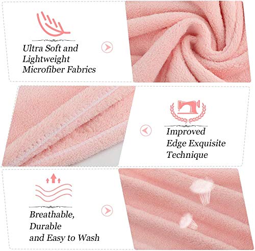 [Australia] - TuXHui Microfiber Hair Towel Wraps for Women, Super Absorbent Anti-Frizz Hair Drying Towels Quick Dry Hair Turbans for Drying Curly, Long, Thick Hair Pink/White 