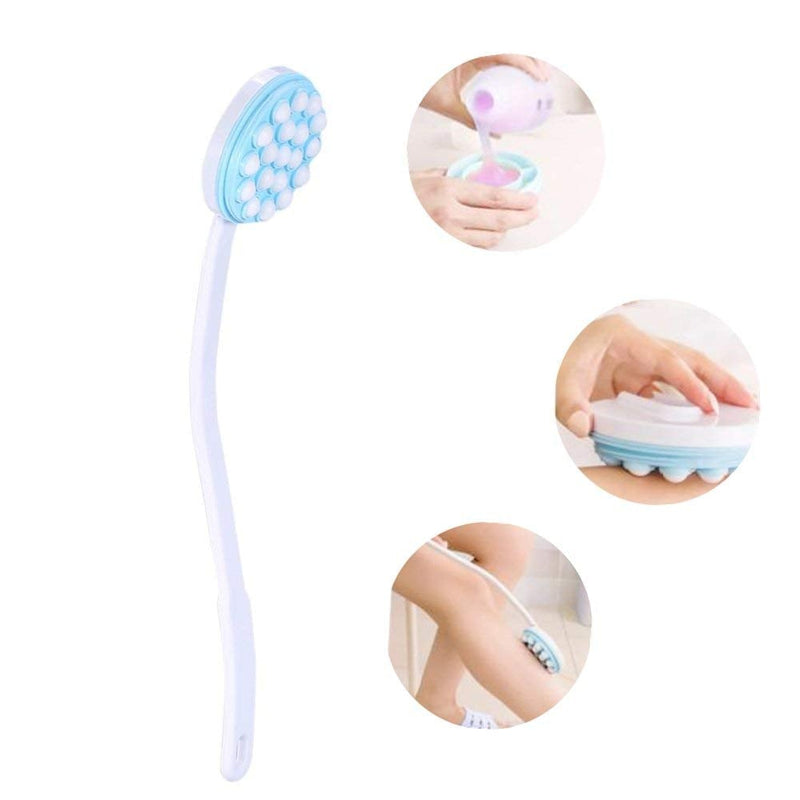 [Australia] - Back Lotion Applicator, Long Handled Back Bath Massager Easy Reach Roll-On Body Lotion Applicator Bath Brush Massager for Body Leg Feet 