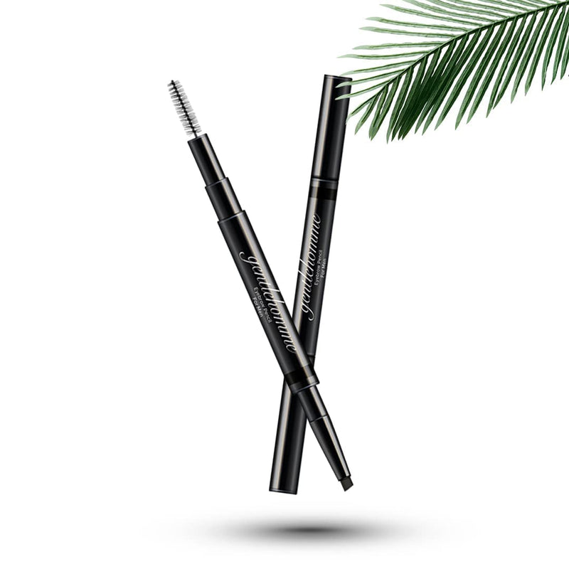 [Australia] - Gentlehomme Mens Eyebrow Pencil Black, Easily Shape Define Fill Eyebrows or Facial Hair, 2 in 1 brush and ultra-thin pencil, Waterproof Smudge Proof Sweatproof, Durable and Long Lasting (Black) 