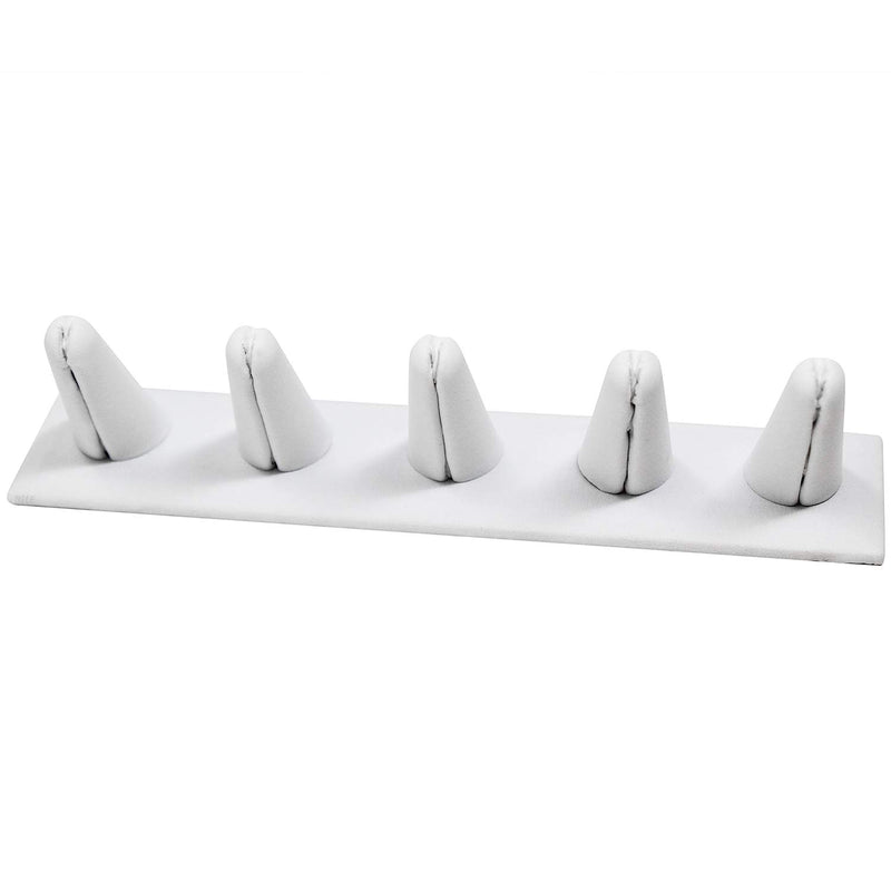 [Australia] - Mooca 2 Pcs Set Ring Organizer for Showcase Display Drawer 5 Long Ring Storage Holder Jewelry Display Stands Showcase Jewelry Storage Counter, White Leatherette, 8"W x 2 1/8"D x 2 1/2"H 