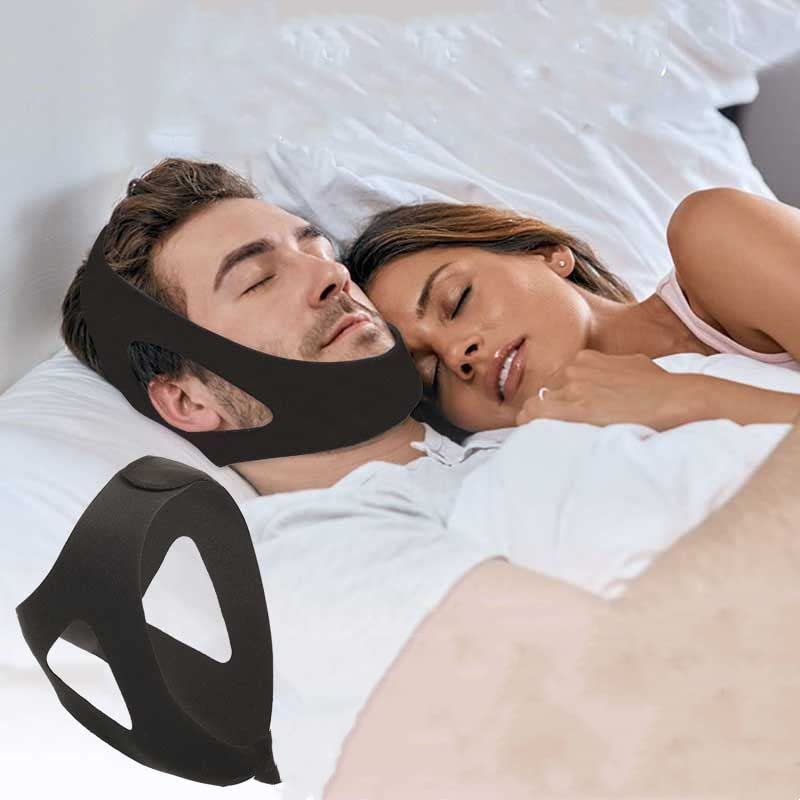 [Australia] - Anti Snoring Chin Strap Comfortable Natural Stop Snore Chin Strap Stop Snoring Solution Chin Strap Effective Snore Stopper Devices Adjustable Snore Reducing Mouth Breathers Sleep Aid for Men Women Black 