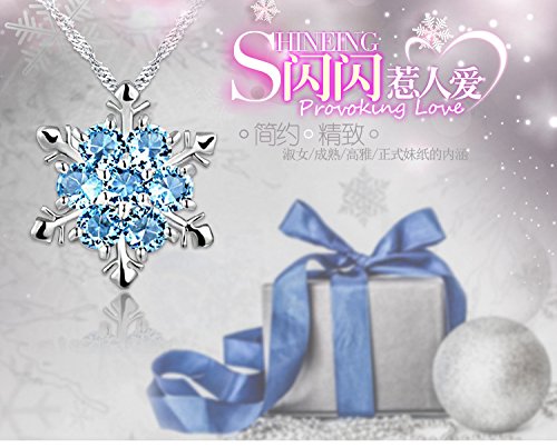 [Australia] - findout Women 925 Silver Cubic Zirconia White Blue Crystal Snownflake Pendant Necklace And Earring Jewellery Set For Women Girls (f1634) 
