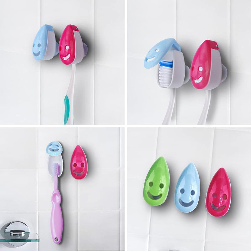 [Australia] - SYNCHAIN Toothbrush Holder Cover, 6pcs Toothbrush Head Cover Case Cap Suction Cup Portable Toothbrush Protector 6 Colors for Family, Kids, Travel 