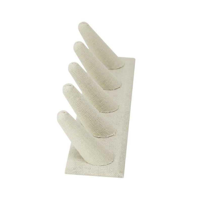 [Australia] - Mooca 2 Pcs Set Ring Organizer for Showcase Display Drawer 5 Long Ring Storage Holder Jewelry Display Stands Showcase Jewelry Storage Counter, Beige Linen, 8"W x 2 1/8"D x 2 1/2"H 