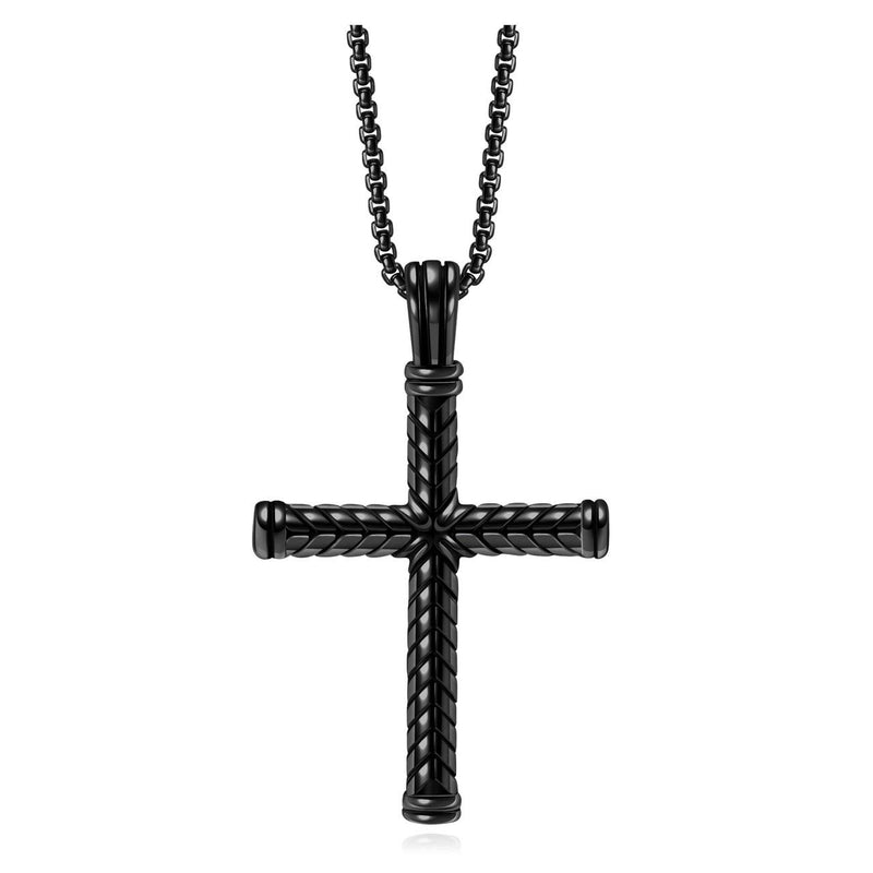 [Australia] - Cross Necklace for Men Christian Lord’s Prayer Tube Locket Crucifix Pendant Necklaces Pray Jewelry Boyfriend Gift Blalck 