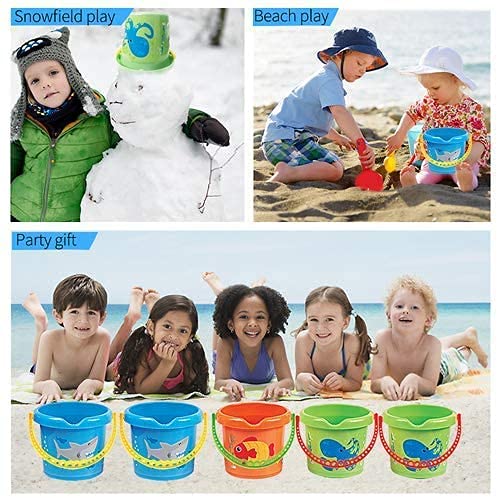 [Australia] - Hymaz Beach Toys, Large Beach Sand Buckets & Spade Set Toys for Toddlers Childrens Gifts Suitable for Summer Beach Garden Pool Outdoor Games & Party Favors 2 Pack Beach Buckets & Spades 