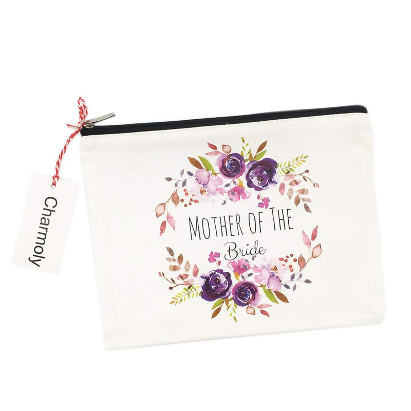 [Australia] - Mother of The Bride Gifts Bridal Party Gifts Wedding Party Gifts Purple Flower Makeup Bag Pouch for Mom from Daughter Mother of The Bride 