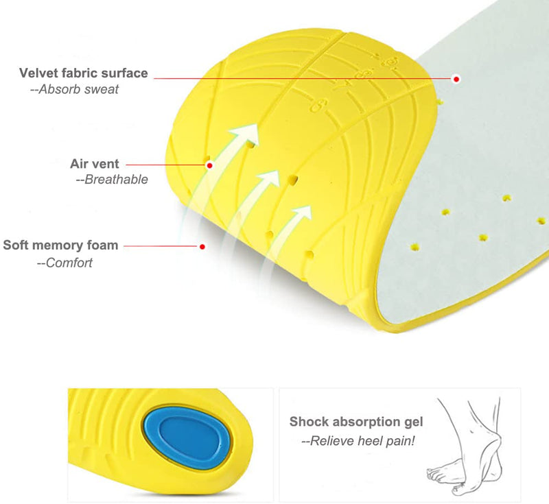 [Australia] - Shoe Insoles, Memory Foam Insoles, Shoes Insert for Women and Men, Kids, Providing Arch Support, Great Cushion and Shock Absorption, Relieve Foot Pain (M (Men's 6-9/ Women 7-11)) M (Men's 6-9/ Women 7-11) 