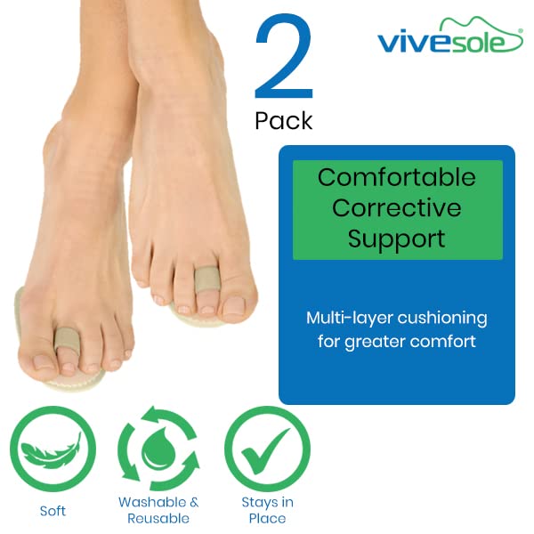 [Australia] - ViveSole Toe Straightener Splint [Pair] - Hammer Toe, Joint Realign Cushion Brace for Claw, Curled, Crooked Toe - Metatarsal Support Loop Guard Alignment Corrector Wrap for Tendon, Broken Toe Surgery 