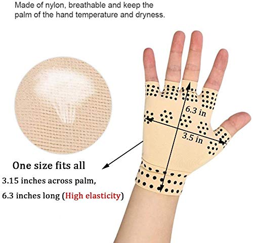 [Australia] - Chargen Arthritis Gloves Compression Gloves Fingerless Gloves Magnetic Anti-Arthritis Therapeutic Therapy Fingerless Gloves Relief Hand Pain Relief Heal Joints Relief ((Nude) Nude 