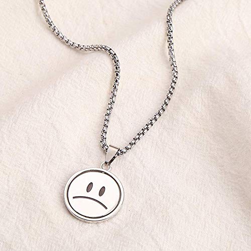 [Australia] - Yunison Flip Smile & Sad Face Stainless Steel Necklace, Simple Design for Gift Smile & Sad Face Necklace 