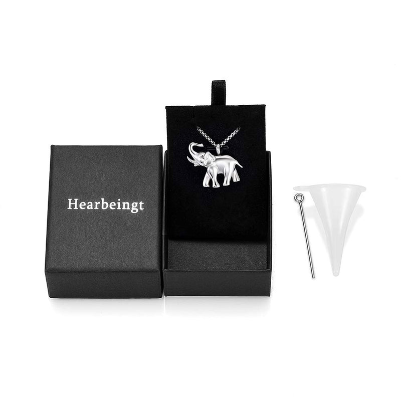 [Australia] - Hearbeingt Cremation Jewelry for Ashes, Elephant Shape Memorial Pendant Made with Stainless Steel, Keepsake Locket Necklace for Pet for Women Silver 