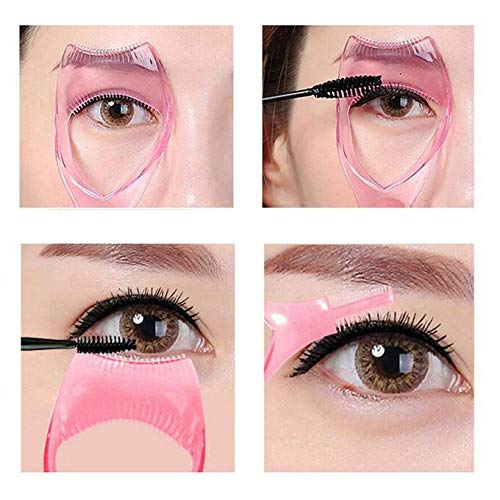 [Australia] - 2Pcs 3 in 1 Plastic Makeup Cosmetic Eyelash Tool Lash Mascara Applicator Eyelashes Guide Eyelashes Brush Curler Comb Eye Makeup Tool (Pink + Blue) 