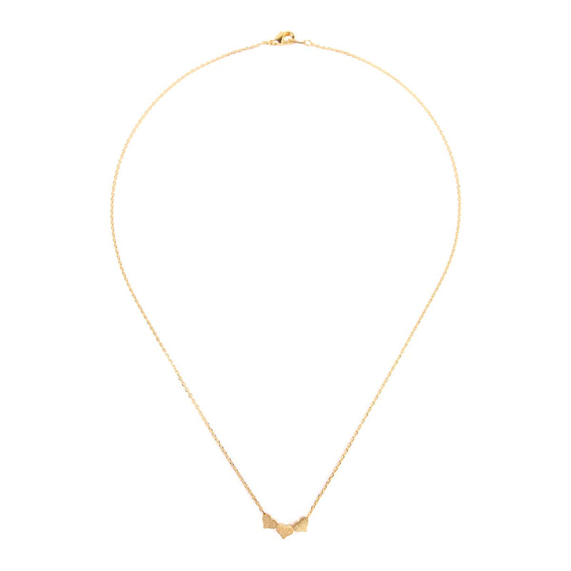 [Australia] - RIAH FASHION Dainty Romantic Charm Necklace - Minimal Pendant Delicate Chain Heart, Love, Star, Crescent Moon Valentine's Mother's Day Gift Jewelry Mini Heart Trio - Gold 