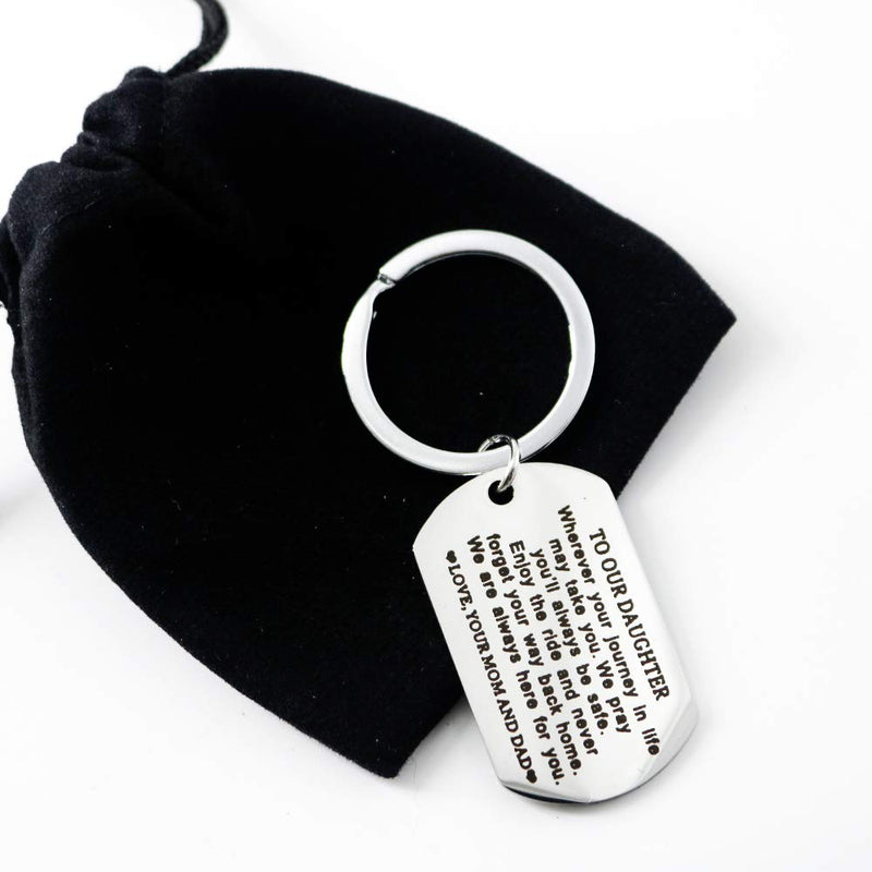 [Australia] - Hibetek to Our Daughter Graduation Gift We Pray You'll Always be Safe Enjoy The Ride and Never Forget Your Way Back Home Keychain Daughter Stepdaughter Gifts from Mom and Dad 