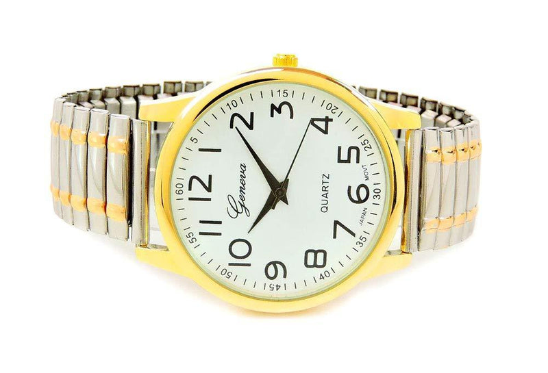 [Australia] - 2Tone Large Face Easy to Read Stretch Band Watch 