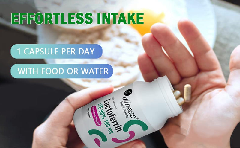 [Australia] - Lactoferrin, 60 capsules, LFS 90% 100mg, Aliness, improves the immune system function, gluten free, vegan 