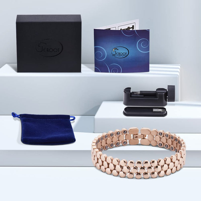 [Australia] - JEROOT Women Titanium Magnetic Bracelets,Titanium Magnetic Bracelets Gifts for Women with Free Link+Removal Tool(3500 Gauss) Rose Gold 2 