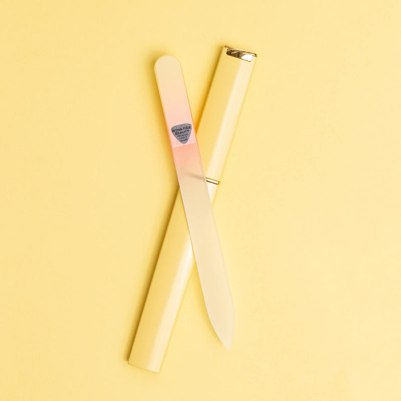 [Australia] - Premium Czech Glass Nail File by Bona Fide Beauty - Birthday Gifts for Women - Crystal Nail File Yelloworange 