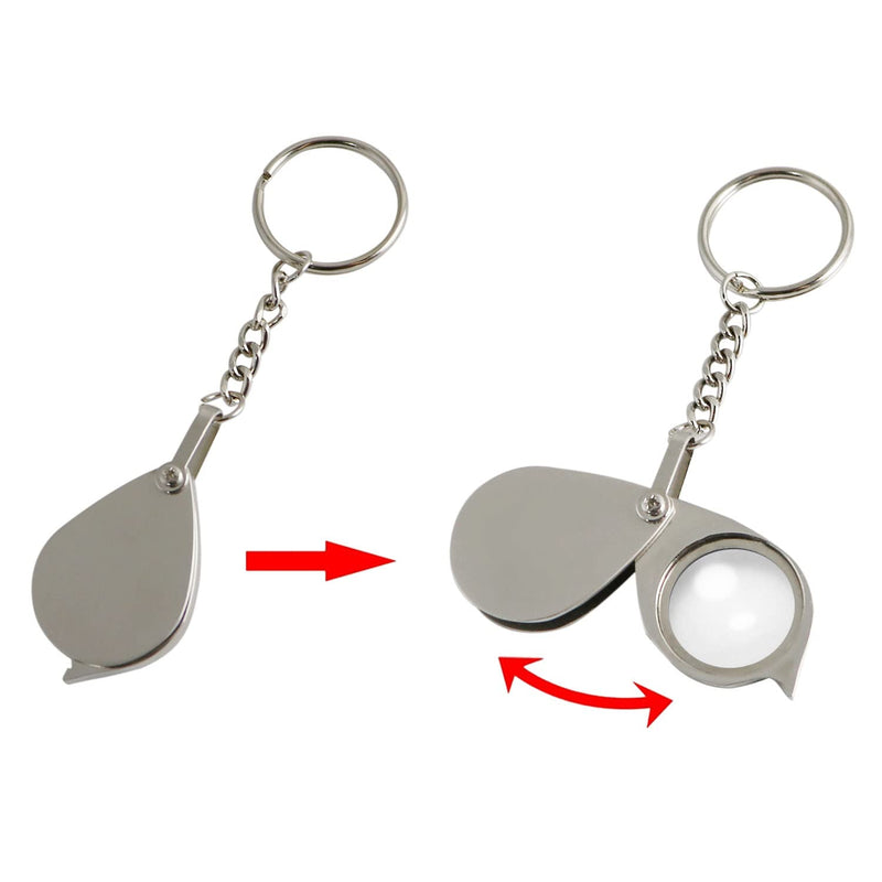 [Australia] - Portable Pocket Reading Magnifier 10X Folding with Metal Jewellery Magnifier Magnifying Eye Glass Lens Keychain 