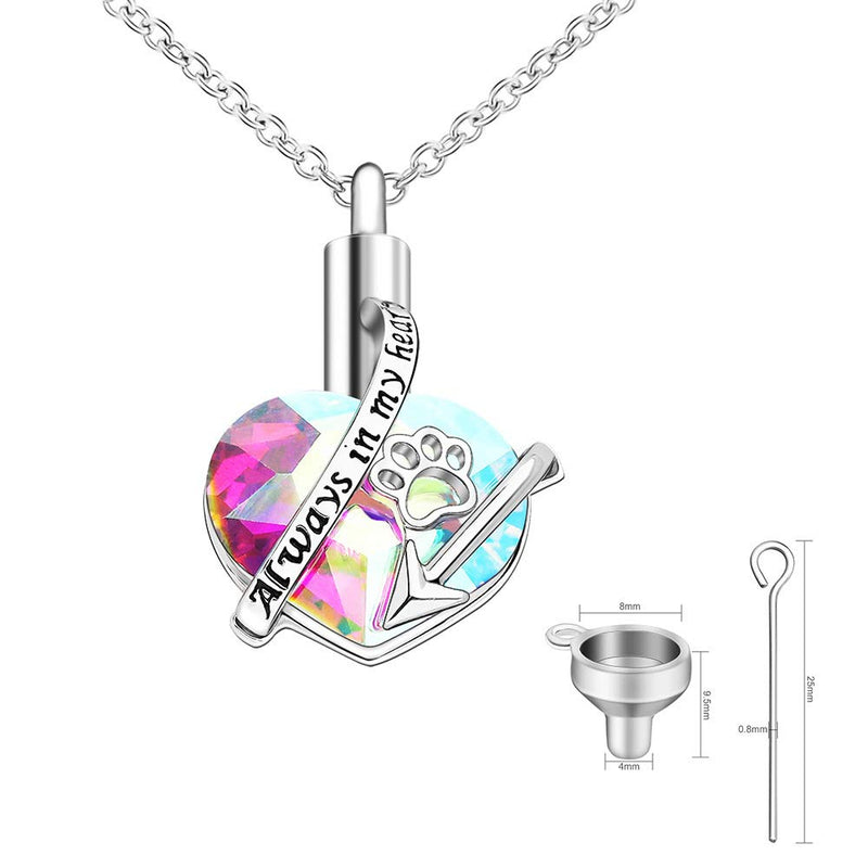 [Australia] - MEMORIALU Always in my Heart Urn Necklaces for Ashes Cremation Keepsake Memorial Pendant Necklace Jewelry Paw 