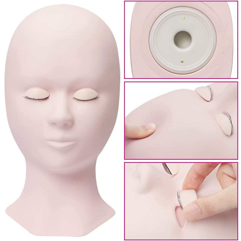 [Australia] - FADLASH Lash Mannequin Head with 4 Pairs Replacement Eyelids for Training Eyelash Extensions and Makeup Mannequin Head for Practice White Mannequin Head 